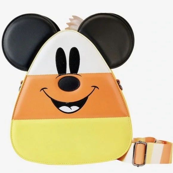 LOUNGEFLY Disney Mickey and Minnie Mouse Candy Corn Crossbody Bag
